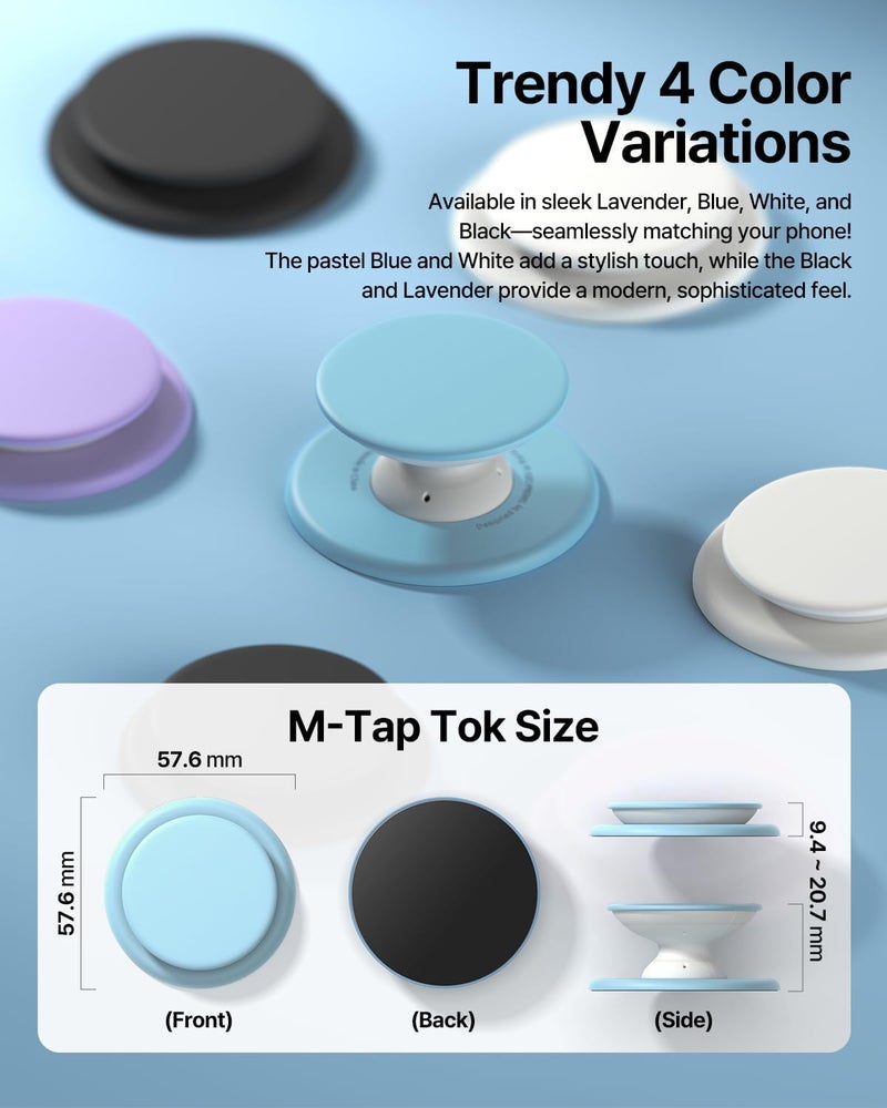 Sinjimoru for MagSafe Phone Grip, Soft Silicone Magnetic Finger Grip for iPhone 17/16/15/14/13, Comfortable One-Touch Holding, M-Tap Tok Blue - Image 4